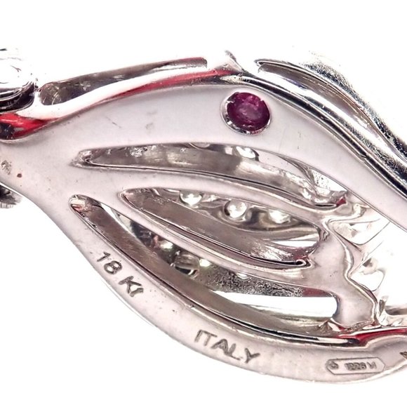 Authentic! Roberto Coin Nemo 18k White Gold Diamond Ruby Enamel Cuff Bracelet - Picture 11 of 12
